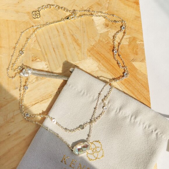 NEW Kendra Scott Elisa Dichroic Glass Necklace Gold - Picture 3 of 4